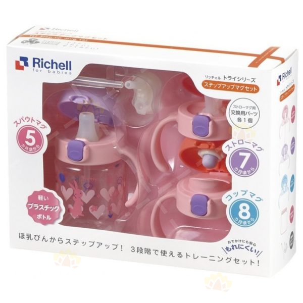 4973655214510 - Richell 利其爾 TLI 訓練水杯套裝 粉紅色 270ml