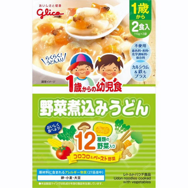 4987386410127 - Glico 固力果 蔬菜鳥冬麵 85g 一盒兩包裝 (12個月以上適用)