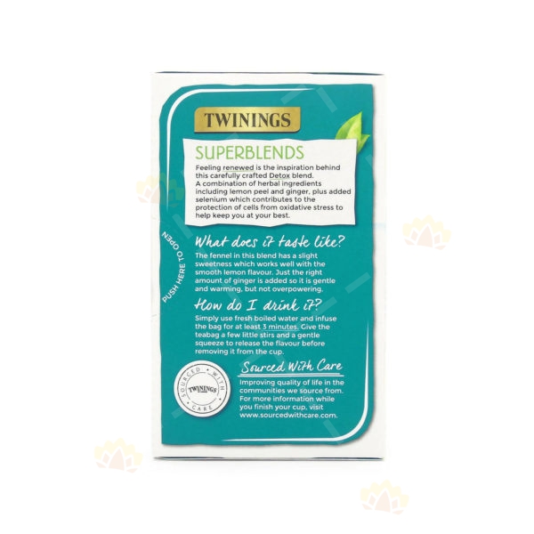 70177178567 - Twinings Detox Lemon & Ginger with Burdock Root & Fennel 20 Tea Bags