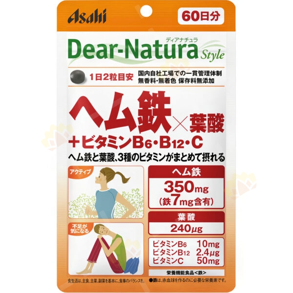 4946842638901 - ASAHI 朝日 鐵 X 葉酸+ 維他命B6 + B12 + C 120粒裝