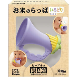 4977489019648 - People Rice Toy Series Colorful Teether Trumpet Toy 0+ Months, Made from Japanese Rice