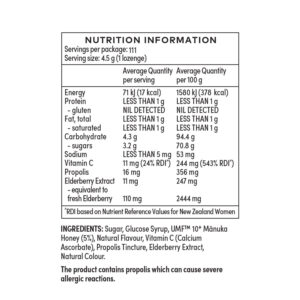 9421003265233 - 康维他 Comvita 麦卢卡 接骨木+维他命C 蜂胶糖 500g