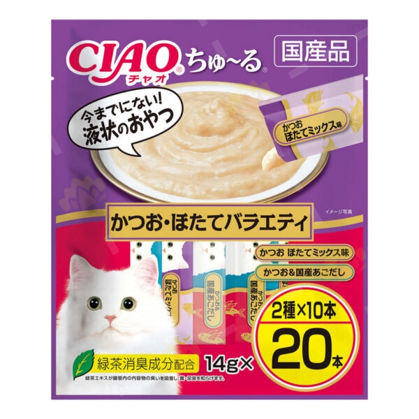 4901133690440 - CIAO Churu 猫零食 鲣鱼扇贝混合 肉泥棒 14g x 20条装