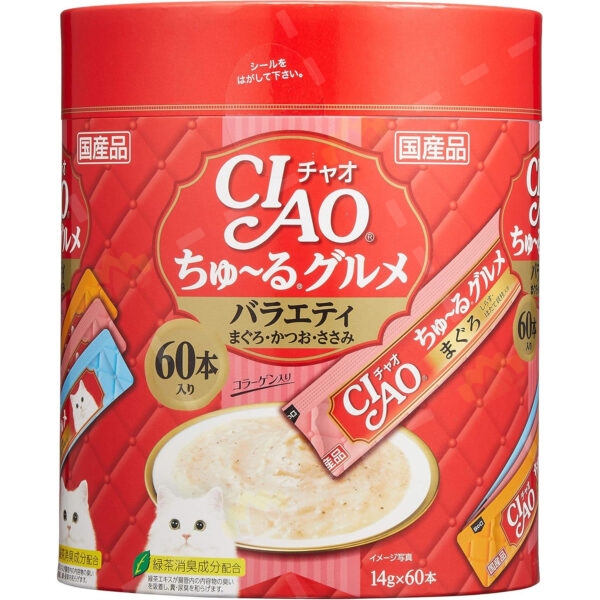 4901133718649 - CIAO Churu Cat Treats Tuna + Bonito + Chicken Puree Sticks 14g x 60 Sticks