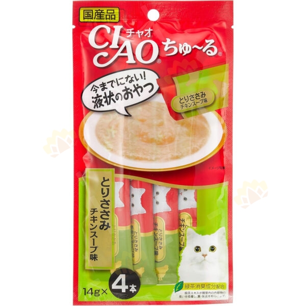 4901133719028 - CIAO Churu Cat Treats Chicken Soup Puree Sticks 14g x 4 Pack