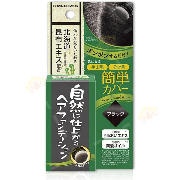 4571138555923 - Brain Cosmos Rishiri Kelp Natural Care Hair Color Powder Puff, Black 5g