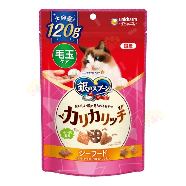 4520699624272 - Unicharm Gin no Spoon Hairball Formula Seafood Flavor Cat Crunchy Biscuits 120g