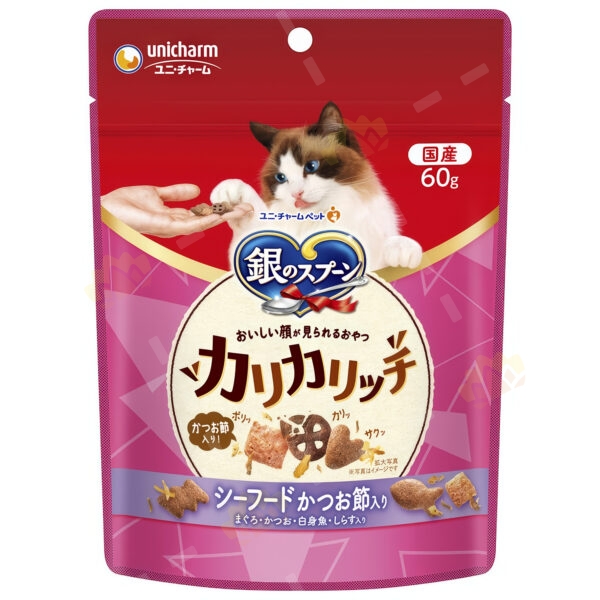 4520699633373 - Unicharm Gin no Spoon Cat Crunchy Biscuits 60g Seafood Bonito Flavor