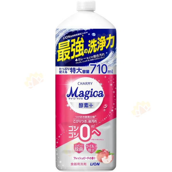 4903301363712 - Lion 狮王 Charmy Magica 纳米除菌酵素洗洁精 补充装 710ml 桃子味