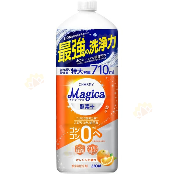 4903301364863 - Lion Charmy Magica Nano Antibacterial Enzyme Dishwashing Liquid Refill 710ml Orange Scent