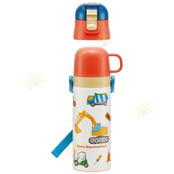 4973307600067 - Skater 2-Way Stainless Steel Direct Drink Thermal Bottle 430-470ml Construction Vehicles