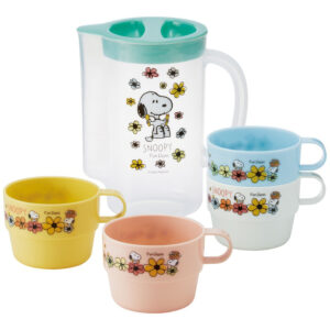 4973307620140 - Skater Plastic Water Pitcher 850ml + 4 Cups 220ml Set Snoopy Design