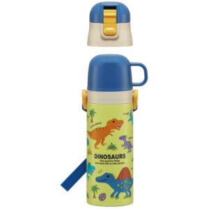 4973307624513 - Skater 2WAY Stainless Steel Direct Drink Thermal Bottle 430-470ml Dinosaur