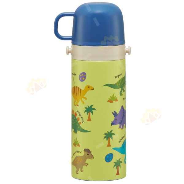 4973307624513 - Skater 2WAY Stainless Steel Direct Drink Thermal Bottle 430-470ml Dinosaur