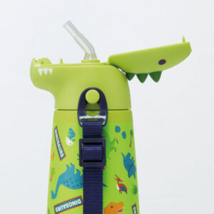 4973307638237 - Skater Stainless Steel Straw Bottle with Dinosaur Design 370ml